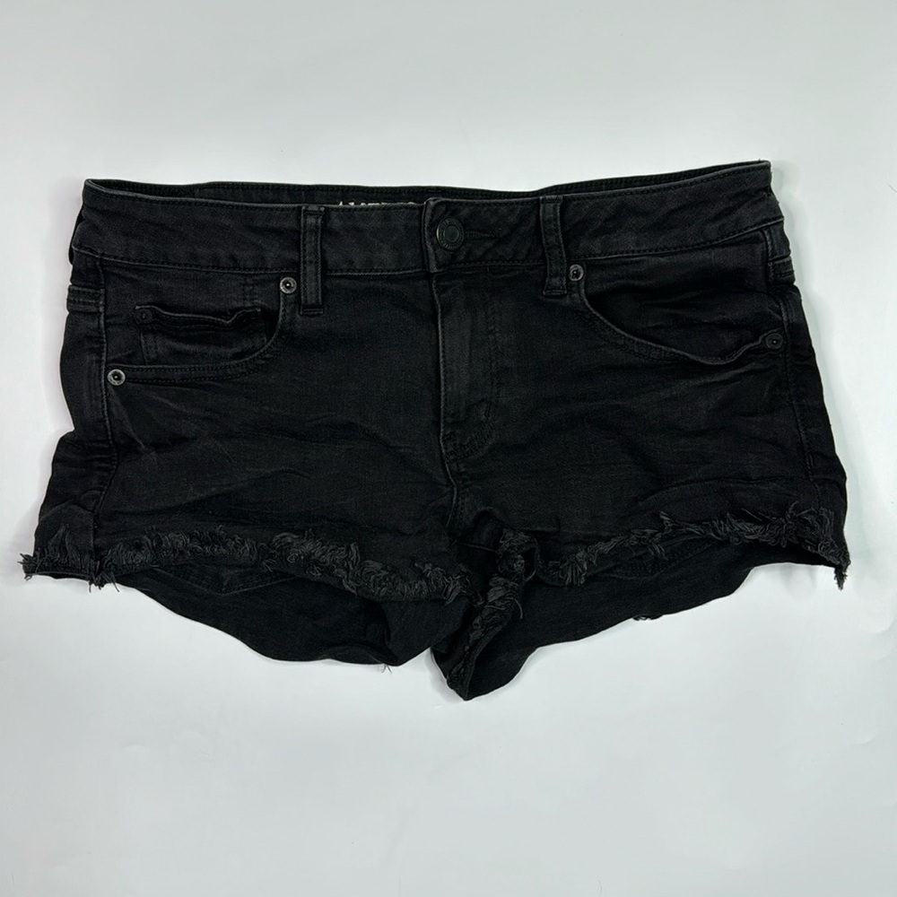 American Eagle Super Stretch Super Low Shortie Black Shorts Size 12